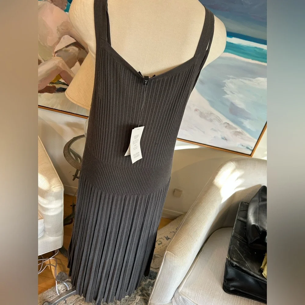 EILEEN FISHER Refined Viscose Pleat Kick Surplice Knee Length Dress, XL NWT - Picture 4 of 15